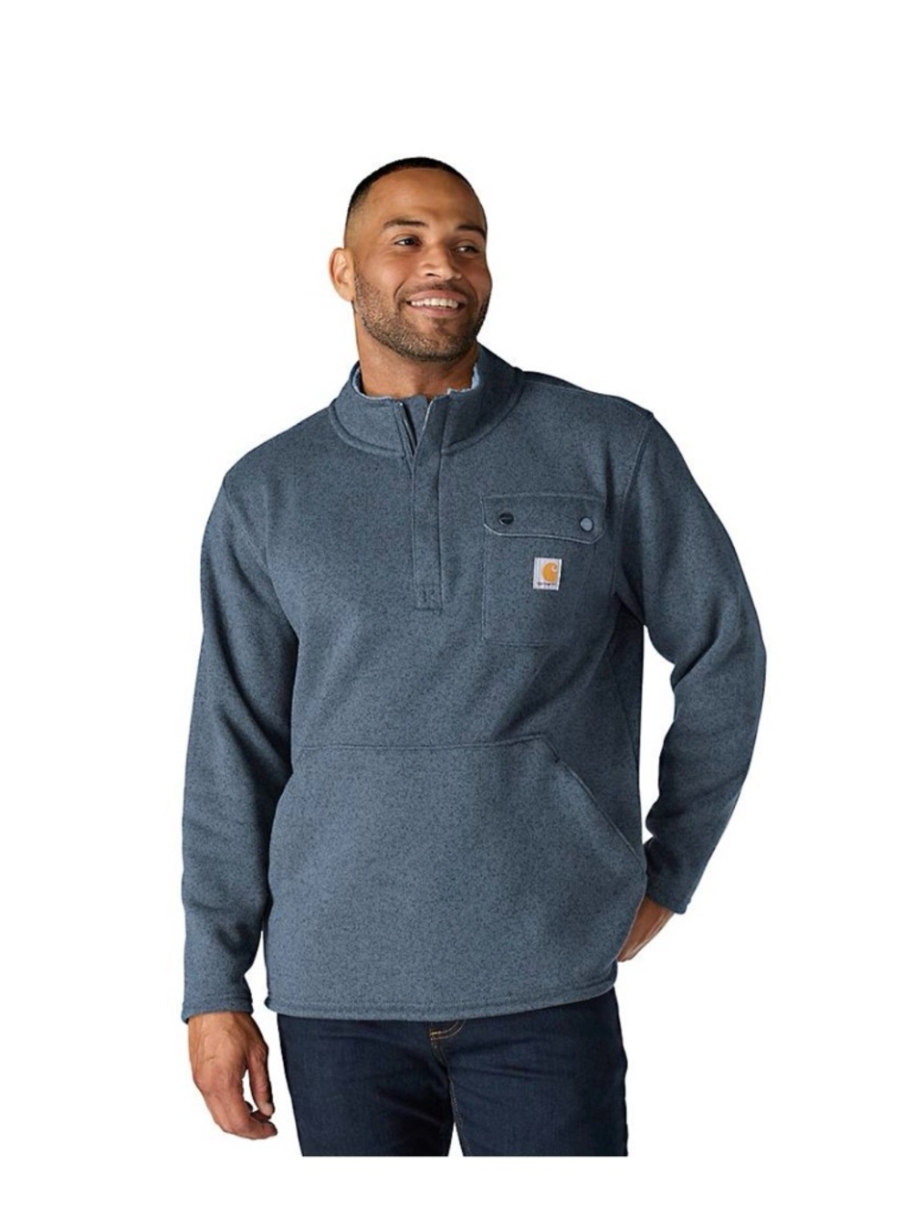 Carhartt Blue Midweight Quarter Zip Pocket Sweater Fleece - M